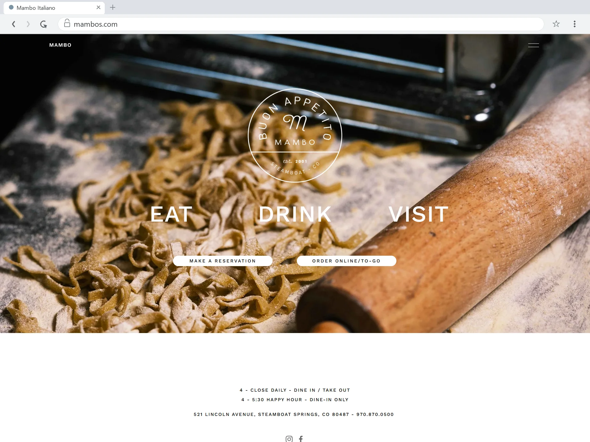 Mambo Italiano restaurant website