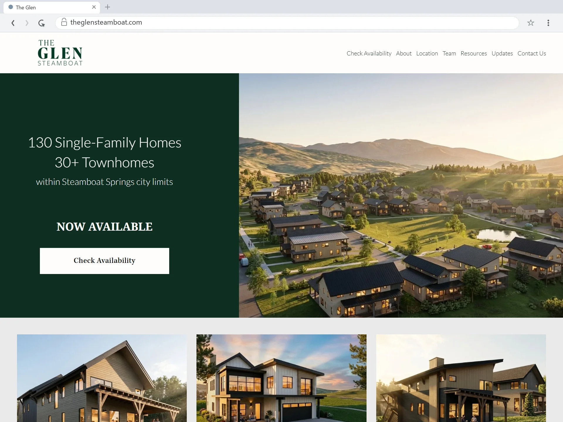 The Glen Steamboat new-home neighborhood website