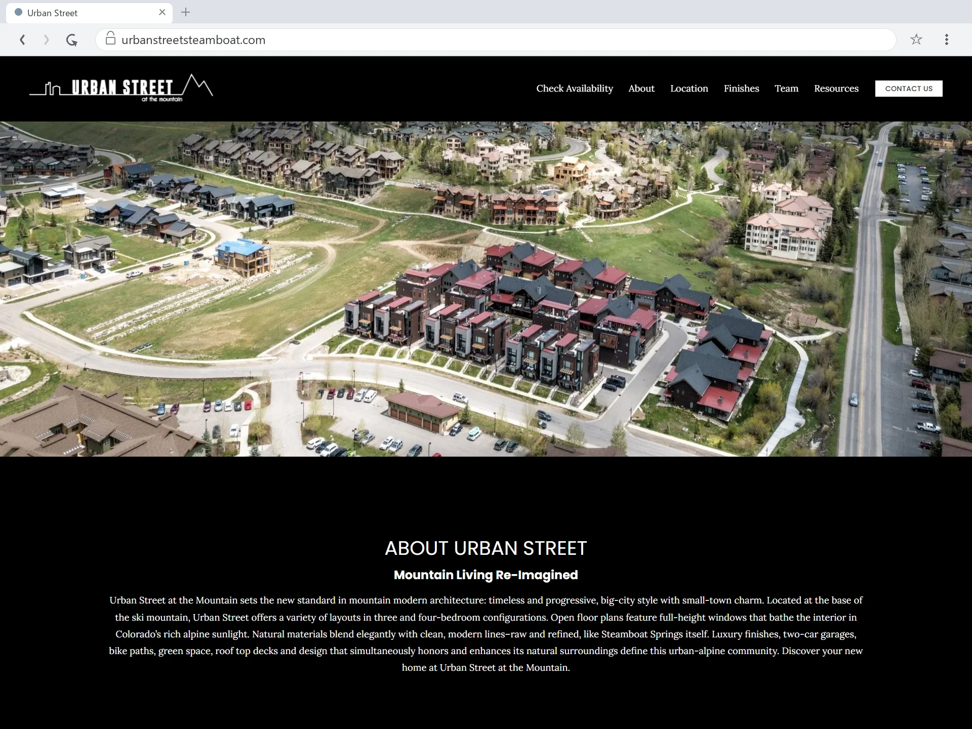 Urban Street at the Mountain townhome website